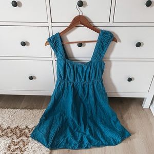 Cap-Sleeve Chambray Cutout Bow-Detailed Mini Swing Dress for Women EXTRA LARGE